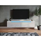 Sirhona - Tableau tv avec éclairage led Suspendu Blanc