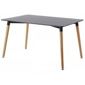 Table à manger rectangulaire scandinave noire 140cm
