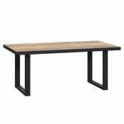 Table basse 110 cm décor bois clair et pied luge métal
