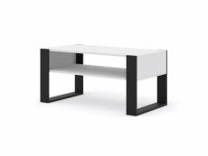 Table basse mondi avec 1 étagère en bois - blanc et noir - l 100 x p 50 x h 47,5 cm