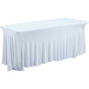 Table pliante 180 cm et nappe blanche - Blanc