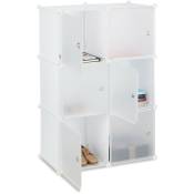 Tagère cubes penderie armoire rangement 6 casiers plastique modulable diy HxlxP: 105x70x35 cm, blanc - Relaxdays