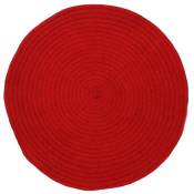 Tapis en coton réversible effet cordage rouge diam.70