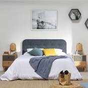 Tête de lit tapissée Saona 150x60 Couleur Bleu -