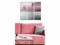 Triptyque fabulosus l70xh50cm motif art abstrait paysage falaises nuance de rose