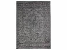 Venise - tapis toucher laineux imprimé motifs vintages gris 133x190