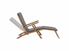 Vidaxl chaise longue avec coussin gris foncé bois de teck solide 47409