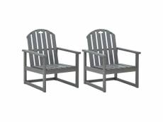 Vidaxl chaises de jardin 2 pcs gris bois d'acacia solide