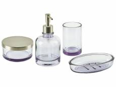 4 accessoires de salle de bains en céramique violette