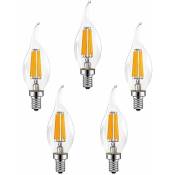 5 Pièces E14 6W Ampoules à Filament led à Intensité Variable(Équivalent Lampe Halogène 60W)600LM Blanc Chaud 2700K Ampoule à Bougie Rétro C35 Lampe à