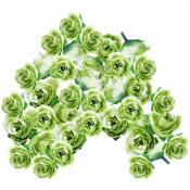 50 pcs 3cm tetes de fleurs de roses en soie artificielle pour decoration de mariage, vert