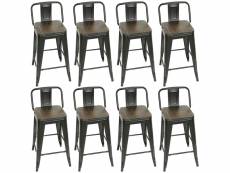 8 x chaises hombuy design industriel chaise haut bistrot bois et métal vintage
