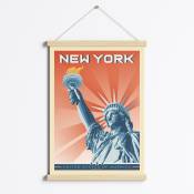 Affiche New York Etats-Unis + Cadre Magnétique (Bois) 50x70 cm