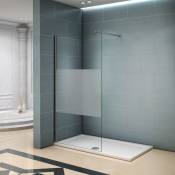 Aica Sanitaire - Paroi de douche 100x200 cm verre satiné au central paroi de douche à l'italienne verre anticalcaire avec