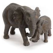 Amadeus - Maman éléphant et son petit en résine - Gris