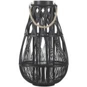 Beliani - Lanterne au Style Africain Fabriqué en Bambou peint en Noir pour Extérieur et Intérieu 56 cm de Hauteur