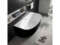 Belina - baignoire semi-ilot - baignoire murale - design et elegante - forme arrondie - acrylique - résistante et durable - noir - 88x169x58cm
