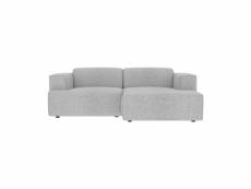 Canapé d'angle droit 3 places aska en tissu gris clair chiné