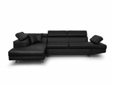 Canapé d'angle gauche convertible simili cuir noir