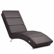 Casaria - Méridienne London Chaise de relaxation Chaise longue d'intérieur design Fauteuil relax salon Similicuir brun foncé