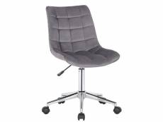Chaise de bureau en velours gris sur roulettes design moderne hauteur réglable bur10595