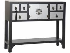 Console table console en bois de sapin et mdf coloris noir/argenté - longueur 95 x profondeur 25 x hauteur 79 cm