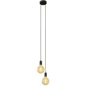 Creative Cables - Lampe suspension multiple 2 bras avec câble textile et finitions en métal Kit bricolage - Sans ampoule - Noir - Sans ampoule