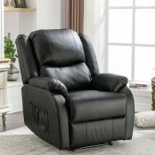 Dolinhome - Chaise longue simple avec repose-pieds extensible, cuir pu, 80x 90x 100cm, noir