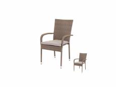 Duo de chaises rotin taupe et coussins - baros - l 55 x l 66 x h 94 cm - neuf