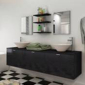 Ensemble meuble de salle de bain avec vasques et miroirs - Noir - 180 x 45 x 45 cm