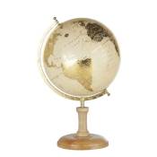 Globe terrestre carte du monde beige et dorée pied