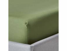 Homescapes drap-housse uni 100 % coton égyptien biologique 400 fils vert mousse 140 x 200 cm BL1542B
