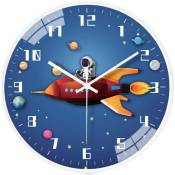 Horloge murale pour enfants à mouvement silencieux de 8 pouces(bleu)