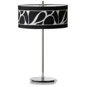 Inspired Mantra Manhattan Lampe de table 2 lumières L1/SGU10, chrome poli/verre givré avec abat-jour à motifs noirs, lampes cfl incluses