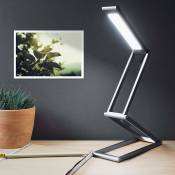 Lampe de bureau led - Luminaire pliable en aluminium sans fil avec micro-USB et crochet amovible - Lumière table de nuit salon - anthracite - Rhafayre