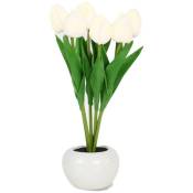 Lampe Tulipe, Nouvelle Lampe de Table led Simulation Tulipe Veilleuse avec Vase, Lampe de Table DéCoration ,a