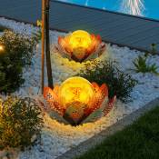 Lampes d'extérieur de jardin lumière solaire décorative led lumière solaire au design fleur de lotus, boule en verre doré, led, 22cm, terrasse, lot
