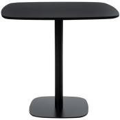 Les Tendances - Table de bistrot carré bois noir et pieds acier noir Mooka 80cm