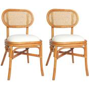 Lot de 2 chaises de salle à manger cuisine design rétro lin marron clair