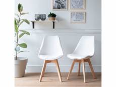 Lot de 2 chaises scandinaves nora blanches avec coussin