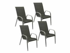 Lot de 4 chaises marbella en textilène gris - aluminium gris