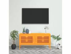Meuble tv | banc tv armoire de rangement jaune moutarde 105x35x50 cm acier meuble pro frco71065
