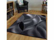 Mia - tapis à vagues abstrait - noir 200 x 290 cm
