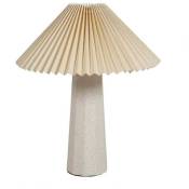 Ostaria - Lampe céramique tissu plissé Aurélia - Blanc