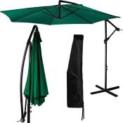 Parasol de Jardin 300 cm avec dispositif à manivelle, couverture incluse, vert - Stilista