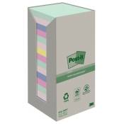 Post-it - Tour distributrice de 16 blocs repositionnables 100 feuilles recyclées coloris assortis 76 x 76 mm - assortis