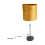 QAZQA parte - Lampe de table avec Abat-Jour - 1 lumière - Ø 25 cm - Noir et Or - Moderne - éclairage intérieur - Salon I Chambre - Doré/Laiton