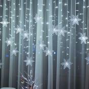 S-giant - Guirlande lumineuse de Noël avec flocons de neige, 19 flocons et 96 ampoules, décoration de Noël pour l'intérieur, 8 modes d'éclairage