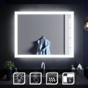 Sirhona - Miroir de salle de bain led rectangle Commutateur Anti-buée éclairage intégré blanc froid Interrupteur Touch 90x70 cm