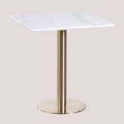 Sklum - Table de Bar Carrée en Marbre Cosmopolitan &x2194&xFE0E 60 cm Or champagne - ↔︎ 60 cm Or champagne Blanc
